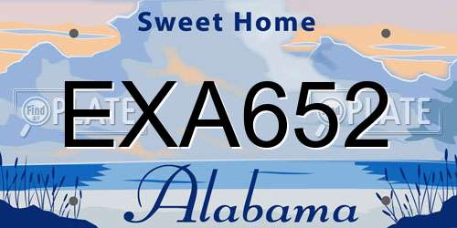 EXA652 Alabama License Plate