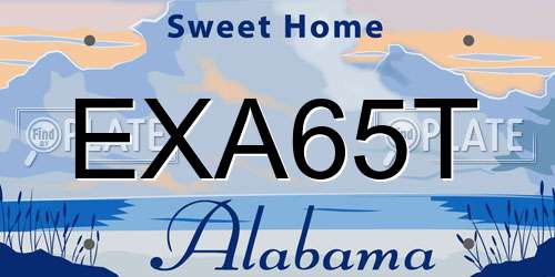 EXA65T Alabama License Plate