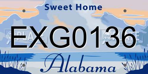 EXG0136 Alabama License Plate