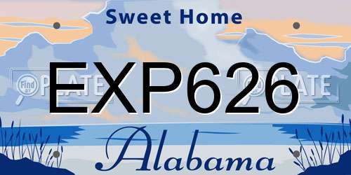 EXP626 Alabama License Plate