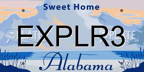 EXPLR3 Alabama License Plate