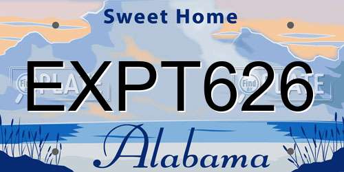 EXPT626 Alabama License Plate