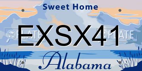 EXSX41 Alabama License Plate