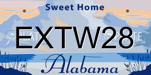EXTW28 Alabama License Plate