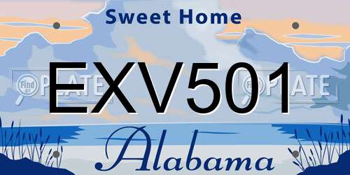 EXV501 Alabama License Plate