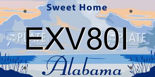 EXV80I Alabama License Plate