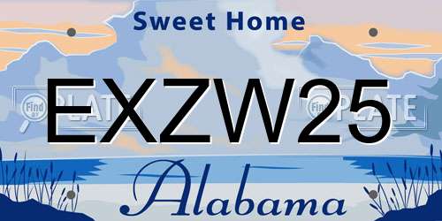 EXZW25 Alabama License Plate