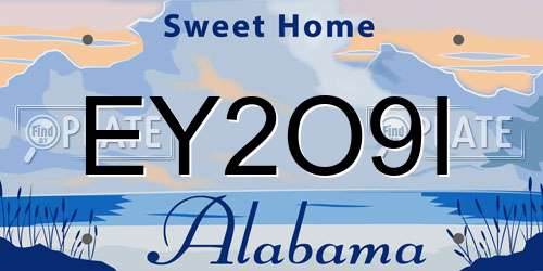 EY2O9I Alabama License Plate