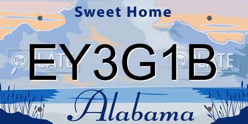 EY3G1B Alabama License Plate