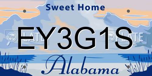 EY3G1S Alabama License Plate