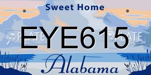 EYE615 Alabama License Plate