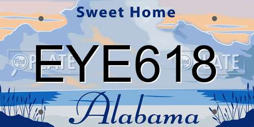 EYE618 Alabama License Plate