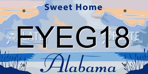 EYEG18 Alabama License Plate