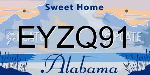 EYZQ91 Alabama License Plate