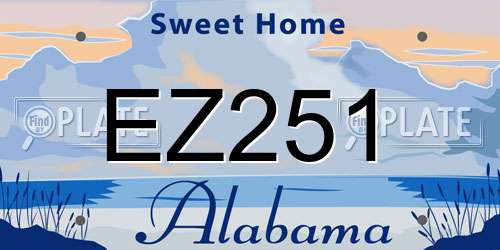 EZ251 Alabama License Plate