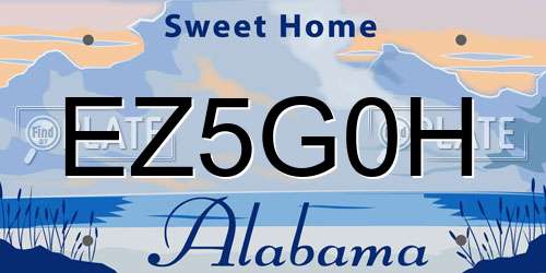 EZ5G0H Alabama License Plate