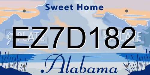 EZ7D182 Alabama License Plate