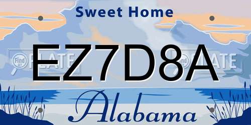 EZ7D8A Alabama License Plate