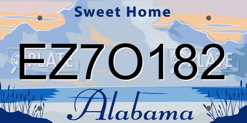 EZ7O182 Alabama License Plate