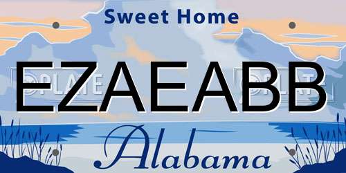 EZAEABB Alabama License Plate