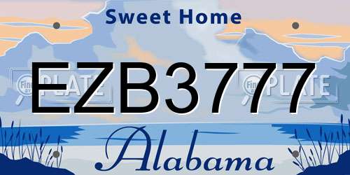 EZB3777 Alabama License Plate