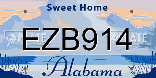 EZB914 Alabama License Plate