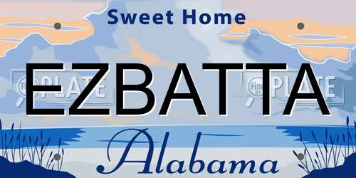 EZBATTA Alabama License Plate