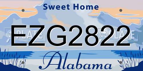 EZG2822 Alabama License Plate