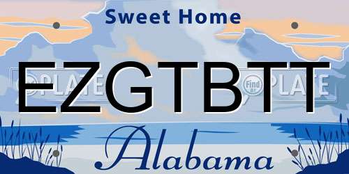 EZGTBTT Alabama License Plate