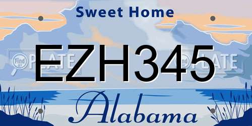 EZH345 Alabama License Plate