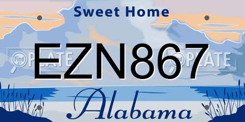 EZN867 Alabama License Plate
