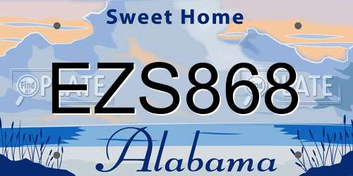 EZS868 Alabama License Plate