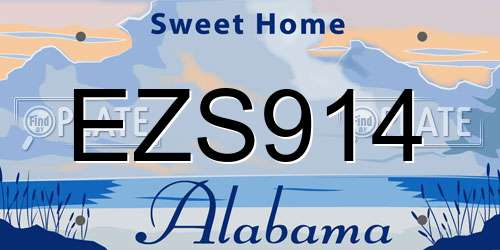 EZS914 Alabama License Plate