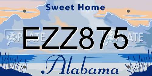 EZZ875 Alabama License Plate