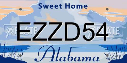 EZZD54 Alabama License Plate