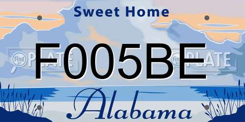 F005BE Alabama License Plate