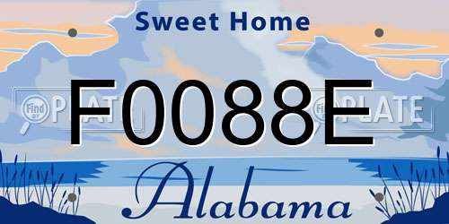 F0088E Alabama License Plate