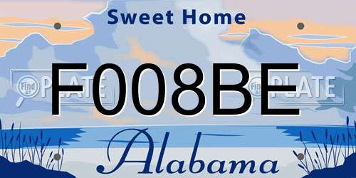 F008BE Alabama License Plate