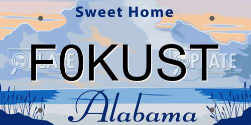 F0KUST Alabama License Plate