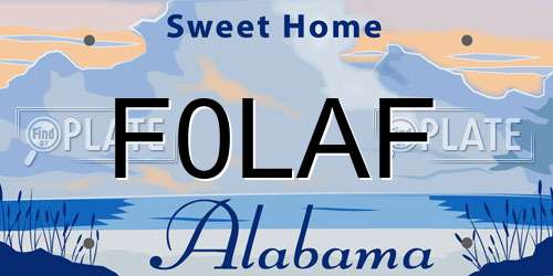 F0LAF Alabama License Plate