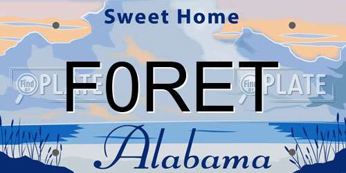 F0RET Alabama License Plate