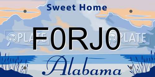 F0RJ0 Alabama License Plate