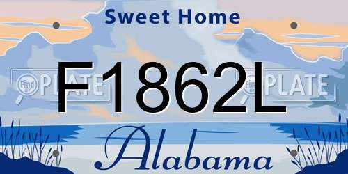 F1862L Alabama License Plate