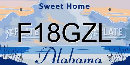 F18GZL Alabama License Plate