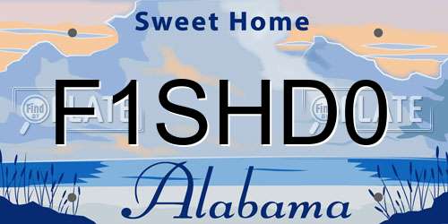 F1SHD0 Alabama License Plate