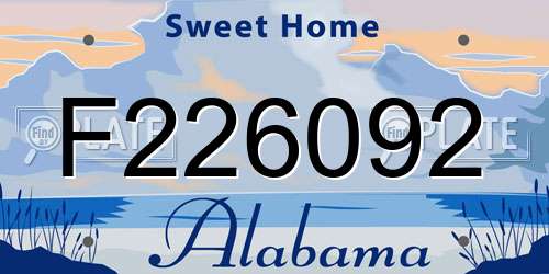 F226092 Alabama License Plate