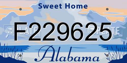 F229625 Alabama License Plate