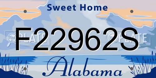 F22962S Alabama License Plate