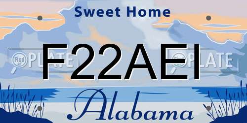 F22AEI Alabama License Plate