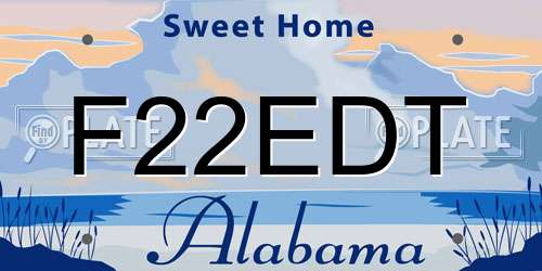 F22EDT Alabama License Plate
